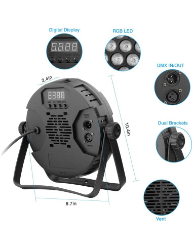 Luces Par RGB 90W 60LEDs OPPSK con Control Remoto y DMX