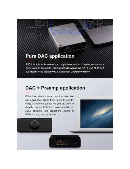 DAC Preamp TOPPING E30 II Hi-Res 32Bit/768kHz Negro