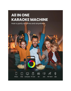 Máquina de Karaoke VERKB K9-M Portátil con 2 Micrófonos 2