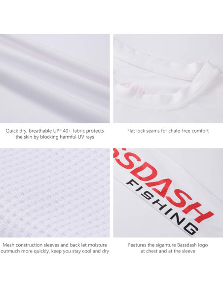 Camiseta de Pesca BASSDASH Hombre UV UPF 50+ Manga Larga