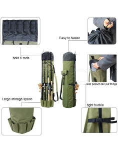 Bolsa Organizadora de Pesca Allnice para 5 Cañas y Accesorios 2