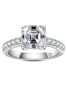 AnuClub Anillo de Compromiso Moissanite 4.3ct Color D Plata 925