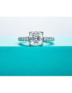 AnuClub Anillo de Compromiso Moissanite 4.3ct Color D Plata 925 2