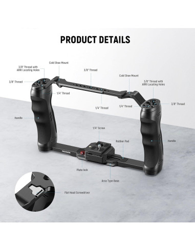 Jaula de Cámara NEEWER CA077 con Doble Mango y Placa Arca