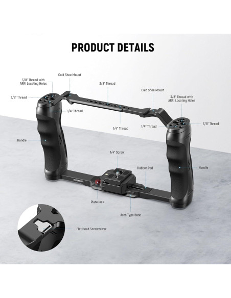 Jaula de Cámara NEEWER CA077 con Doble Mango y Placa Arca