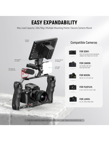 Jaula de Cámara NEEWER CA077 con Doble Mango y Placa Arca