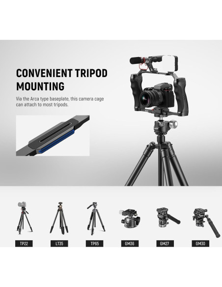 Jaula de Cámara NEEWER CA077 con Doble Mango y Placa Arca