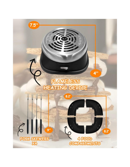 Kit de S'mores Eléctrico ORANLAN con Bandeja Desmontable