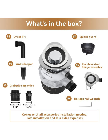 Triturador de Basura Trifecte EM 200 3/4 HP Acero Inoxidable