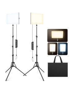 Kit de Luz LED Scrhot 2 Piezas con Trípode 1.6m Dimmable