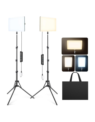 Kit de Luz LED Scrhot 2 Piezas con Trípode 1.6m Dimmable