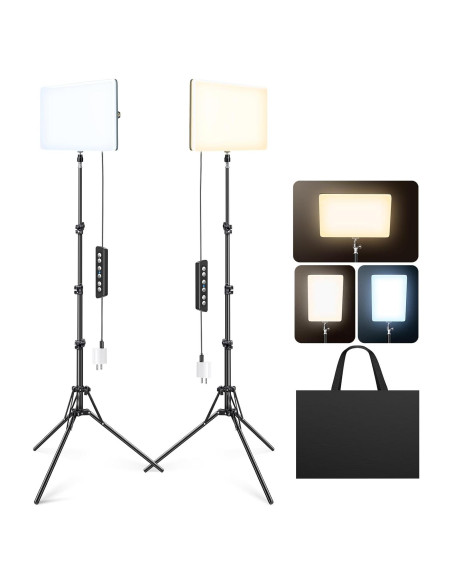 Kit de Luz LED Scrhot 2 Piezas con Trípode 1.6m Dimmable