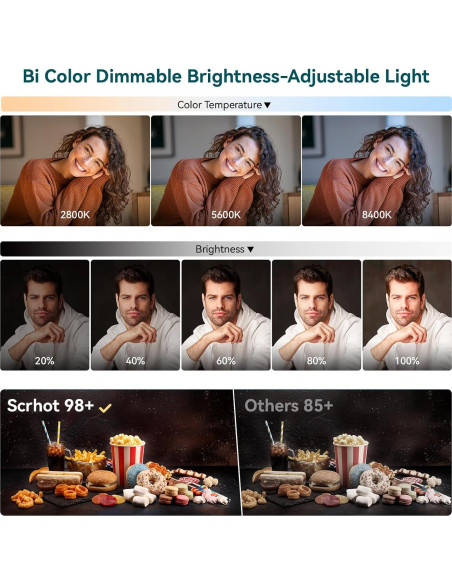 Kit de Luz LED Scrhot 2 Piezas con Trípode 1.6m Dimmable