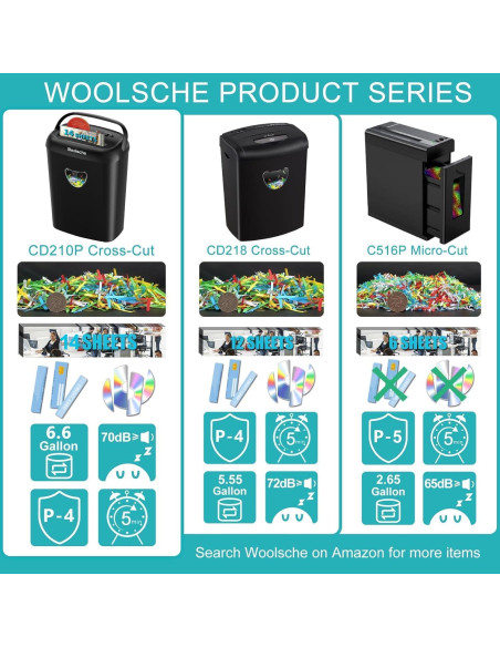 Destructora Woolsche CD210P-14 14 hojas P-4 corte cruzado