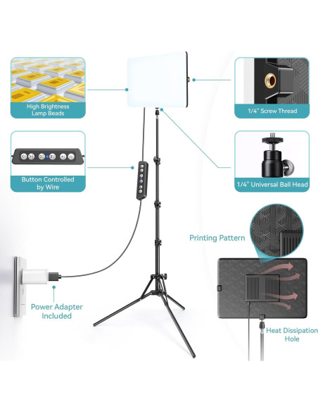 Kit de Luz LED Scrhot 2 Piezas con Trípode 1.6m Dimmable