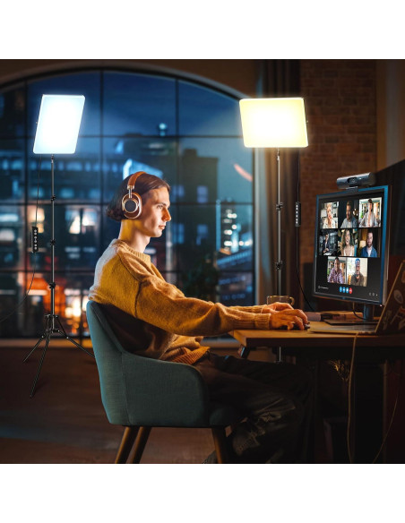 Kit de Luz LED Scrhot 2 Piezas con Trípode 1.6m Dimmable