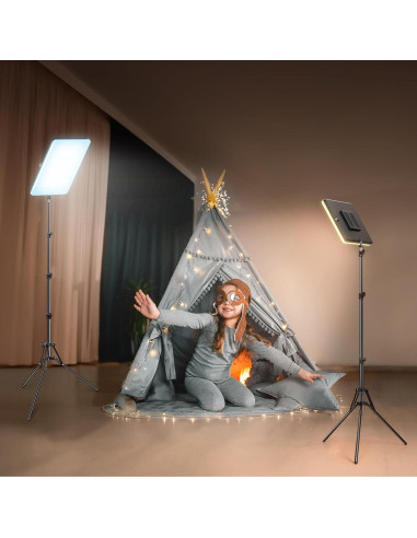 Kit de Luz LED Scrhot 2 Piezas con Trípode 1.6m Dimmable