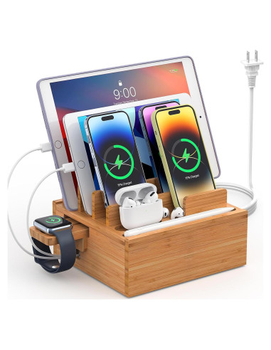 Estación de Carga de Bambú Pezin & Hulin 5 Puertos Soporte