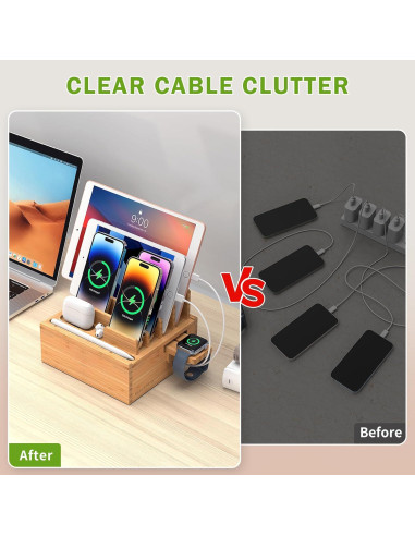 Estación de Carga de Bambú Pezin & Hulin 5 Puertos Soporte