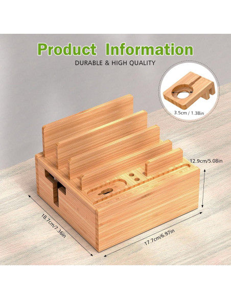 Estación de Carga de Bambú Pezin & Hulin 5 Puertos Soporte