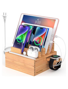 Estación de Carga de Bambú Pezin & Hulin 5 Puertos USB