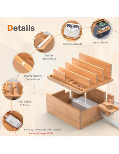 Estación de Carga de Bambú Pezin & Hulin 5 Puertos USB 2
