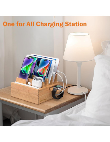 Estación de Carga de Bambú Pezin & Hulin 5 Puertos USB