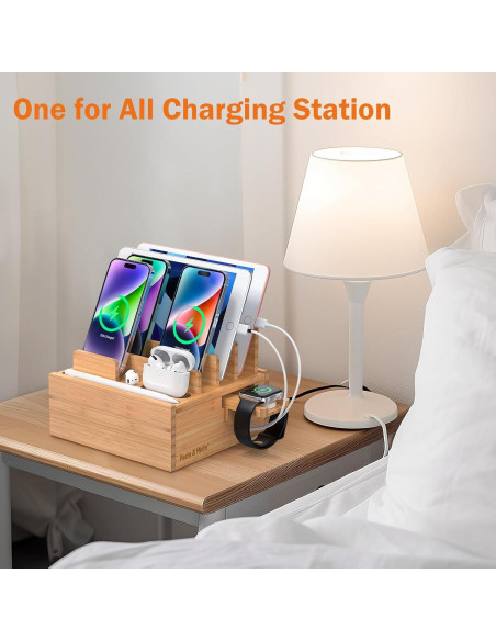 Estación de Carga de Bambú Pezin & Hulin 5 Puertos USB