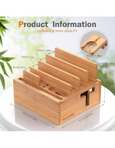 Estación de Carga de Bambú Pezin & Hulin 5 Puertos USB