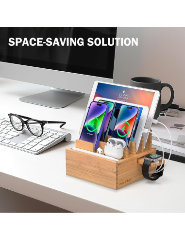 Estación de Carga de Bambú Pezin & Hulin 5 Puertos USB