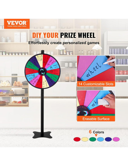 Rueda de Premios VEVOR 60 cm 14 Ranuras Personalizable