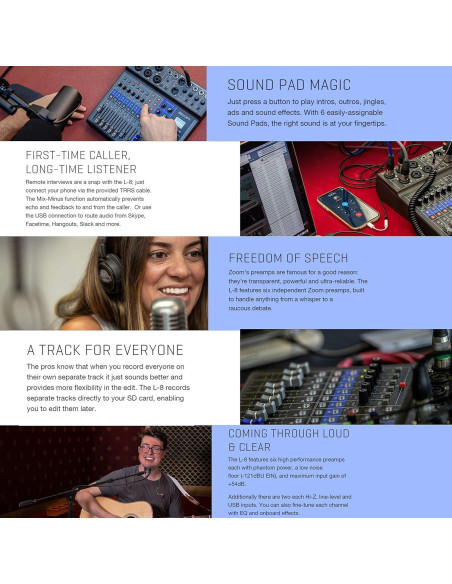 Mezclador Digital Zoom LiveTrak L-8 8 Canales + Accesorios