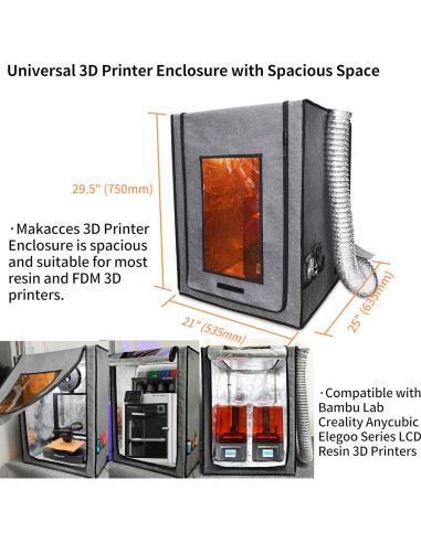 Cubierta Impresora 3D Makacces FRP750 con Ventilación