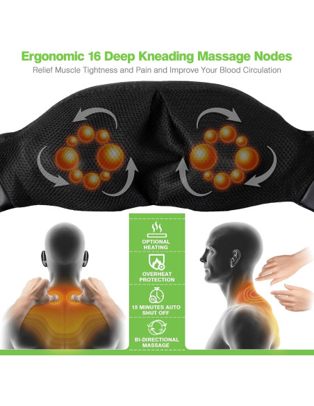 Masajeador Shiatsu Cotsoco M861-B con Calor y Almohada 3D