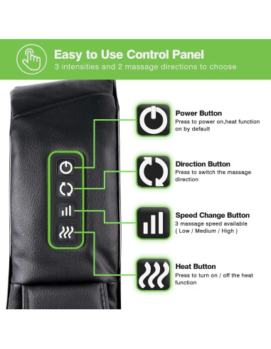 Masajeador Shiatsu Cotsoco M861-B con Calor y Almohada 3D