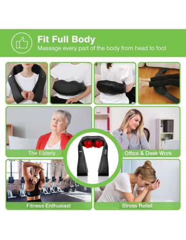 Masajeador Shiatsu Cotsoco M861-B con Calor y Almohada 3D