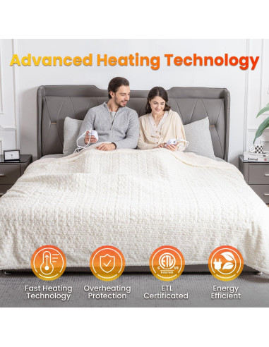 Manta Eléctrica WOOMER King 100x90cm, 4 Niveles de Calor