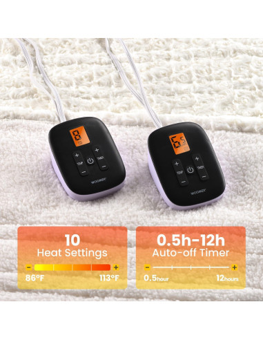 Manta Eléctrica WOOMER King 100x90cm, 4 Niveles de Calor