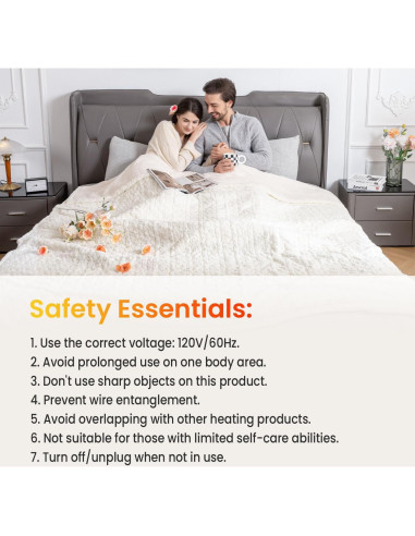 Manta Eléctrica WOOMER King 100x90cm, 4 Niveles de Calor