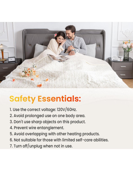 Manta Eléctrica WOOMER King 100x90cm, 4 Niveles de Calor