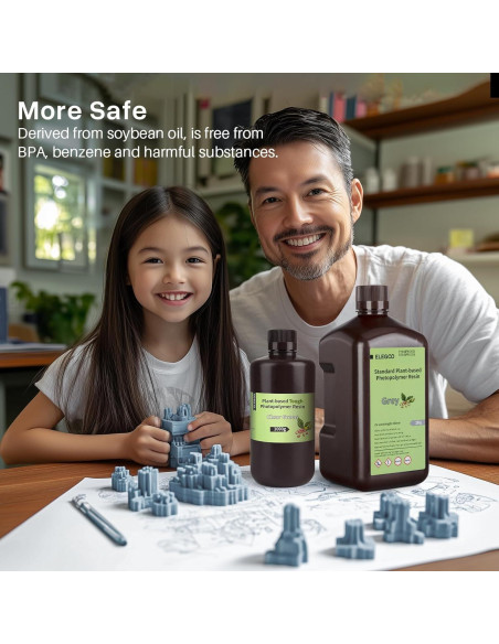 Resina 3D ELEGOO Verde Claro 2000g Baja Fragilidad