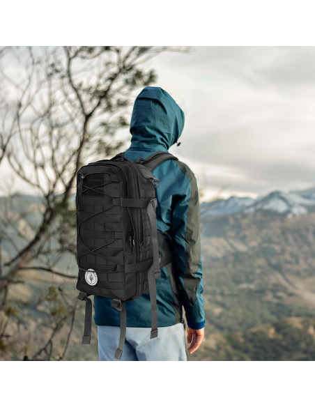 Mochila Táctica Impermeable 45L Negra con Sistema MOLLE