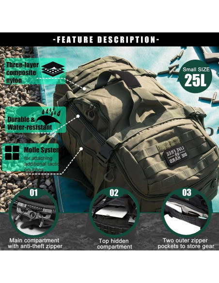 Bolsa de viaje duffle Miramrax 25L Verde resistente al agua