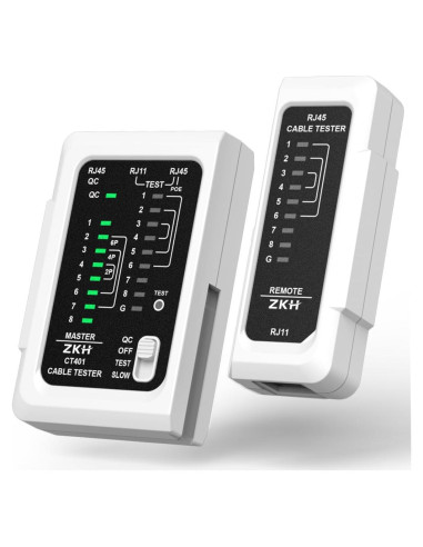 Probador de Cable de Red ZKH RJ45 y RJ11, Prueba POE