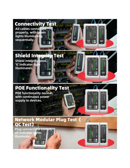 Probador de Cable de Red ZKH RJ45 y RJ11, Prueba POE
