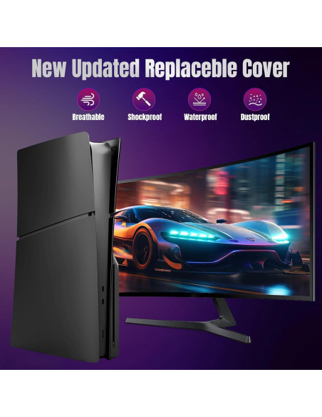 Cubierta PEYANZ para PS5 Slim Negra - Resistente a Rayones