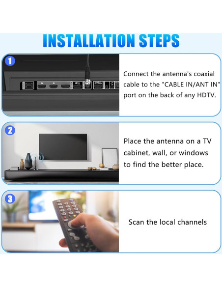 Antena de TV Digital HD DSJGB DVB-T22 con Amplificador 4K