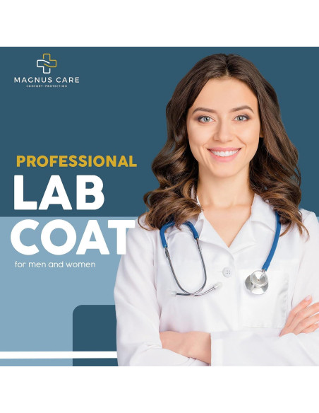 Bata de Laboratorio Unisex Magnus Care Blanca 104 cm