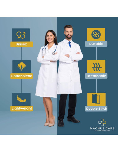 Bata de Laboratorio Unisex Magnus Care Blanca 104 cm