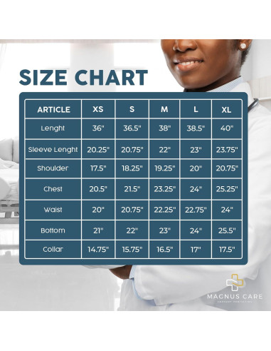 Bata de Laboratorio Unisex Magnus Care Blanca 104 cm